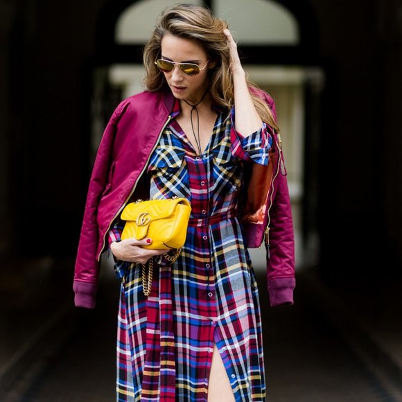 L'AGENCE Plaid multi color flannel maxi dr… - Picture 4 of 12